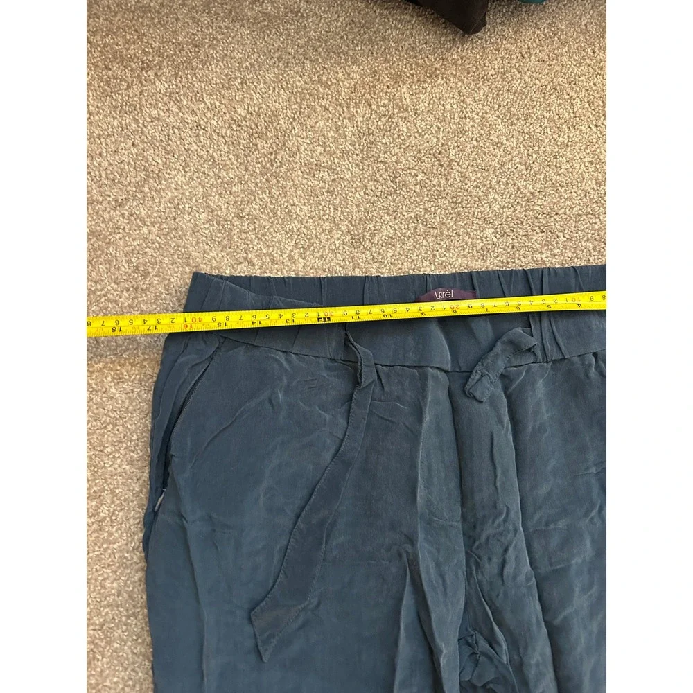 Laurel Cupro Tapered Trousers Womens Size‎ 10 Blue Excellent Elastic Waist Tie
